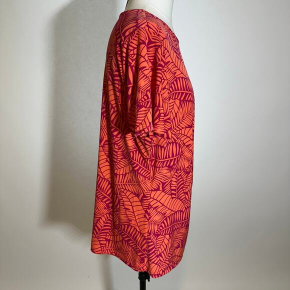 NWT Liz Claiborne Rose Palm Tie Detail Short Sleeve Blouse Womens Petite PXXL - Picture 2 of 10